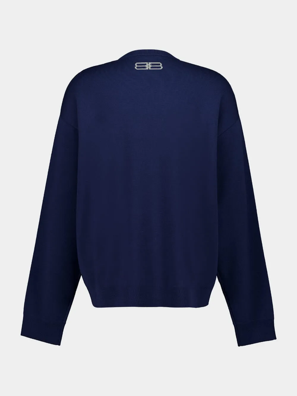 Navy Wool Logo Crewneck Sweater sold by Fashion Clinic product image thumbnail 2