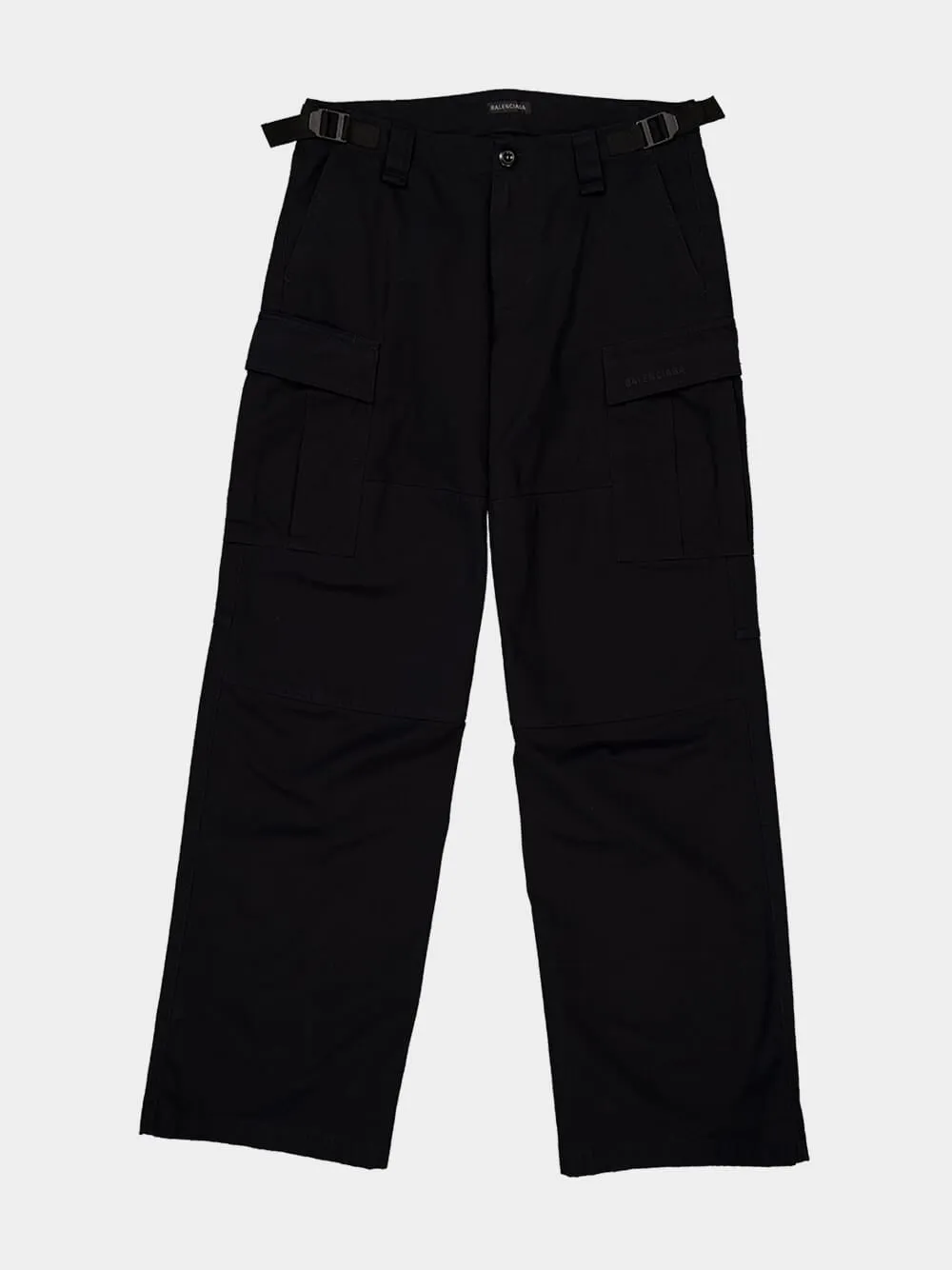 Black Cotton Straight-Fit Cargo Pants sold by Fashion Clinic product image thumbnail 5