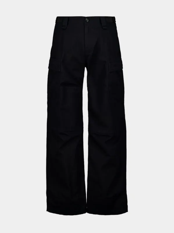 Black Cotton Straight-Fit Cargo Pants sold by Fashion Clinic