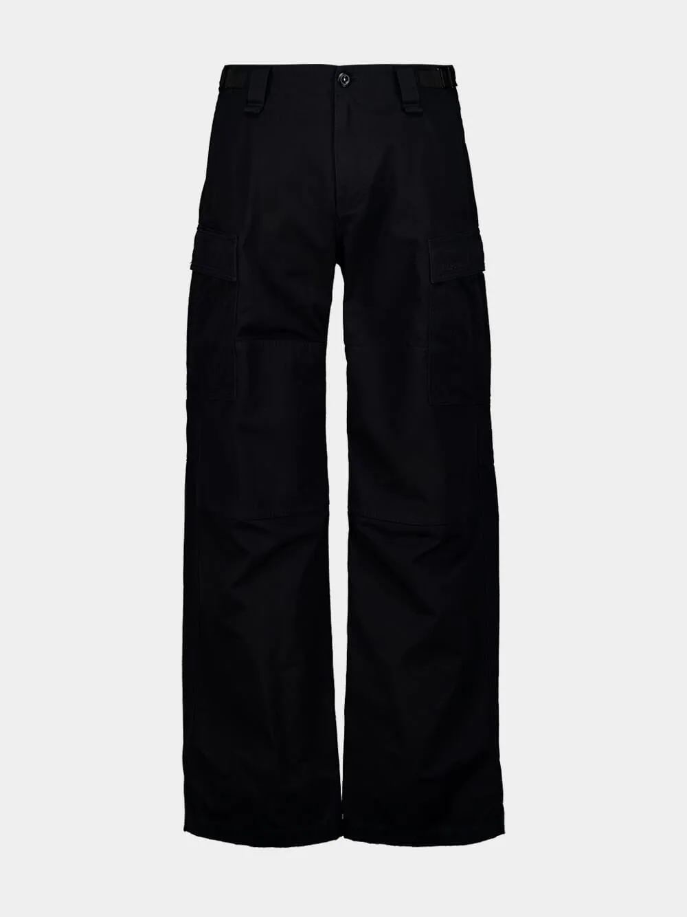 Black Cotton Straight-Fit Cargo Pants sold by Fashion Clinic