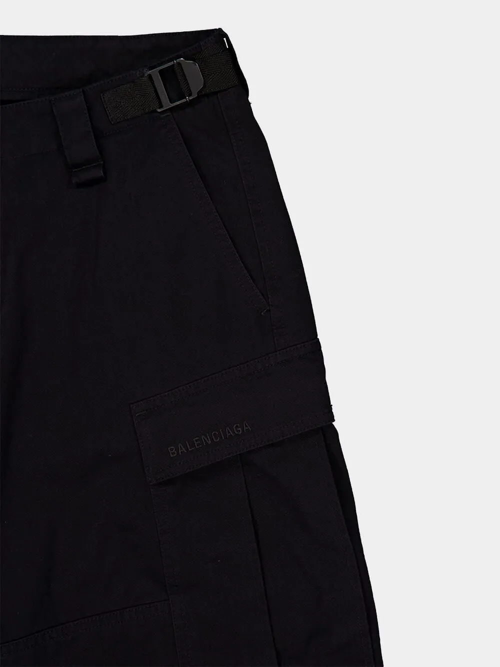Black Cotton Straight-Fit Cargo Pants sold by Fashion Clinic product image thumbnail 3