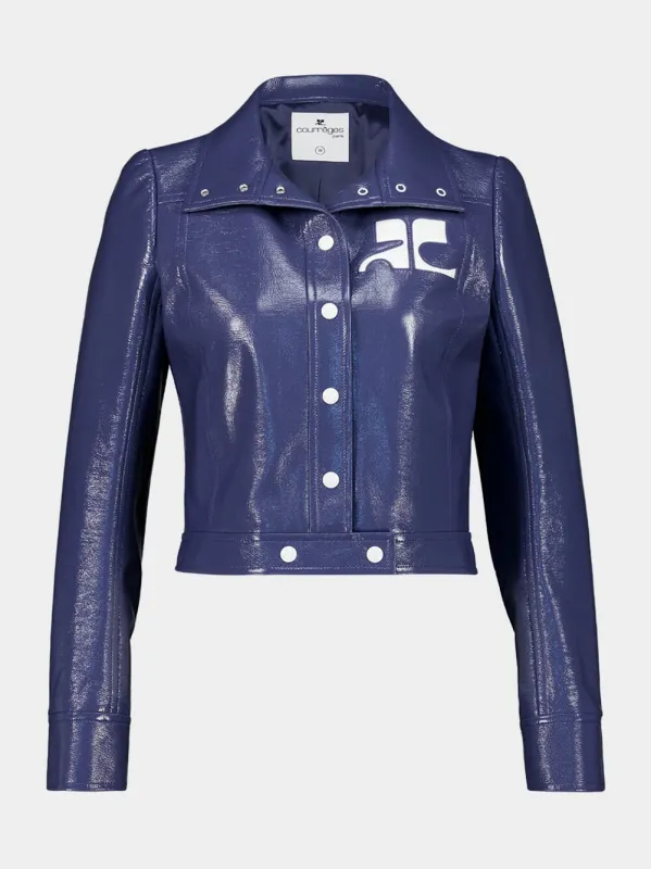 Dusk Blue Reedition Vinyl Jacket made by Courreges