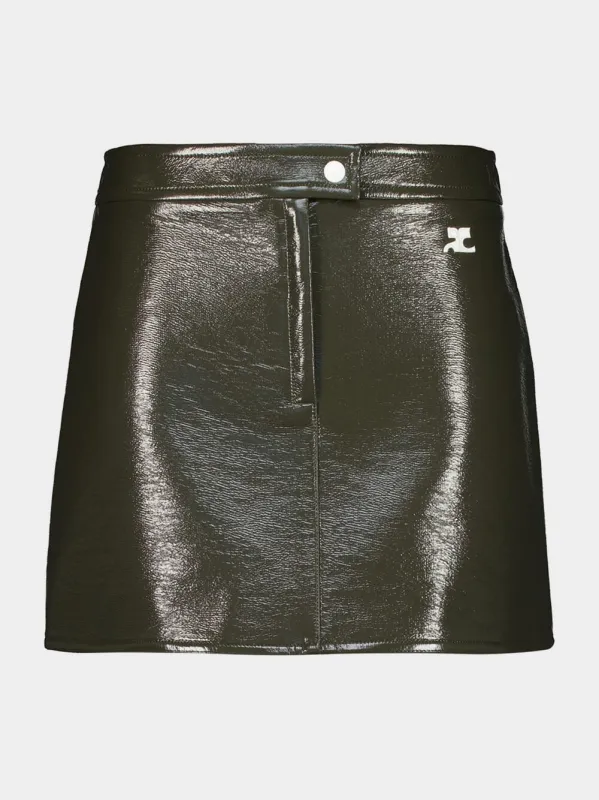 Camouflage Green Reedition Vinyl Mini Skirt sold by Fashion Clinic