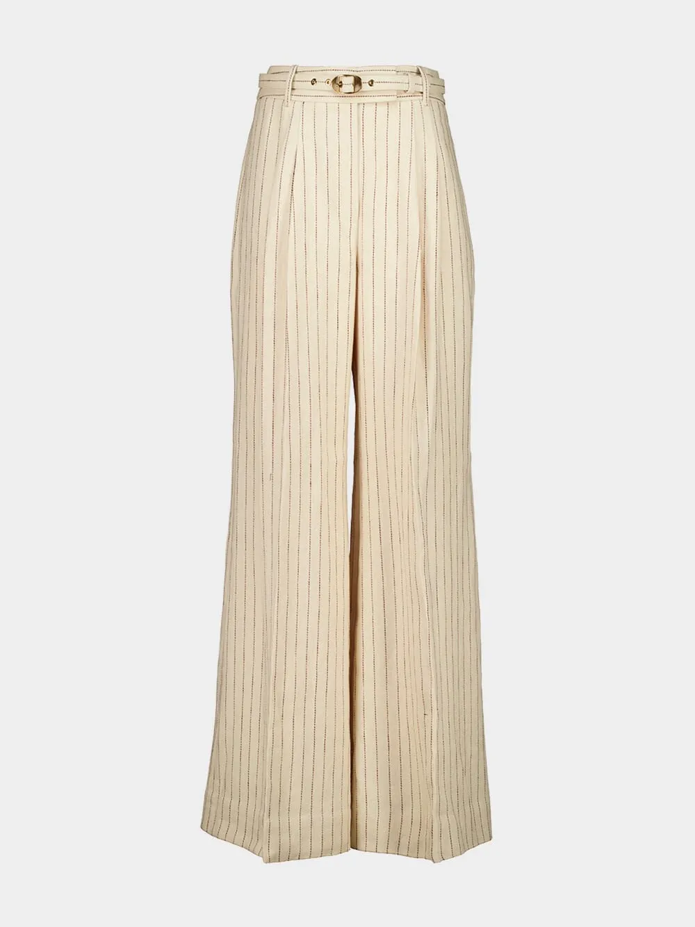 Cream Rebellion Pinstripe Linen Trousers sold by Fashion Clinic