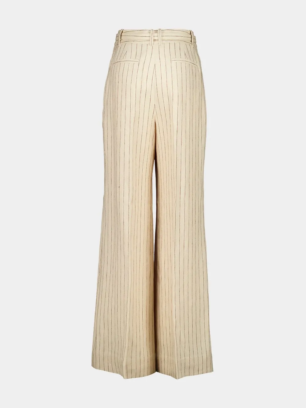 Cream Rebellion Pinstripe Linen Trousers sold by Fashion Clinic product image thumbnail 2