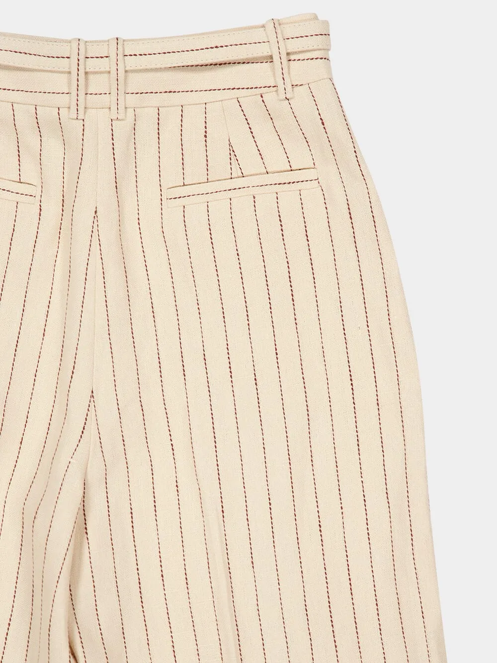 Cream Rebellion Pinstripe Linen Trousers sold by Fashion Clinic product image thumbnail 4