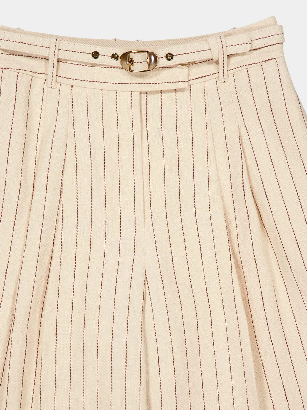 Cream Rebellion Pinstripe Linen Trousers sold by Fashion Clinic product image thumbnail 3