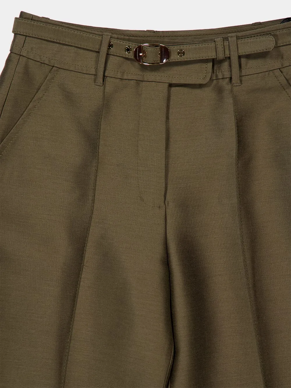 Dark Olive Rebellion Structured Flare Trousers sold by Fashion Clinic product image thumbnail 5