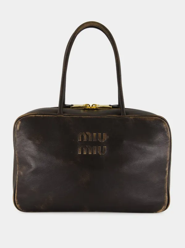 Coffee Brown Beau Nappa Leather Bag sold by Fashion Clinic