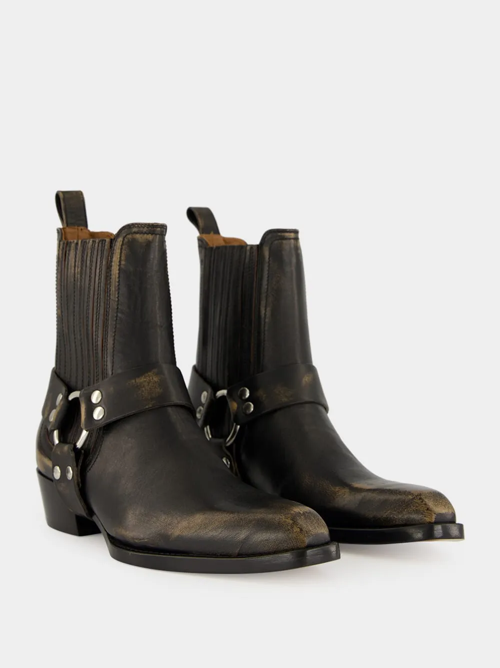 Black Brushed Leather Helena Ankle Boots sold by Fashion Clinic product image thumbnail 3