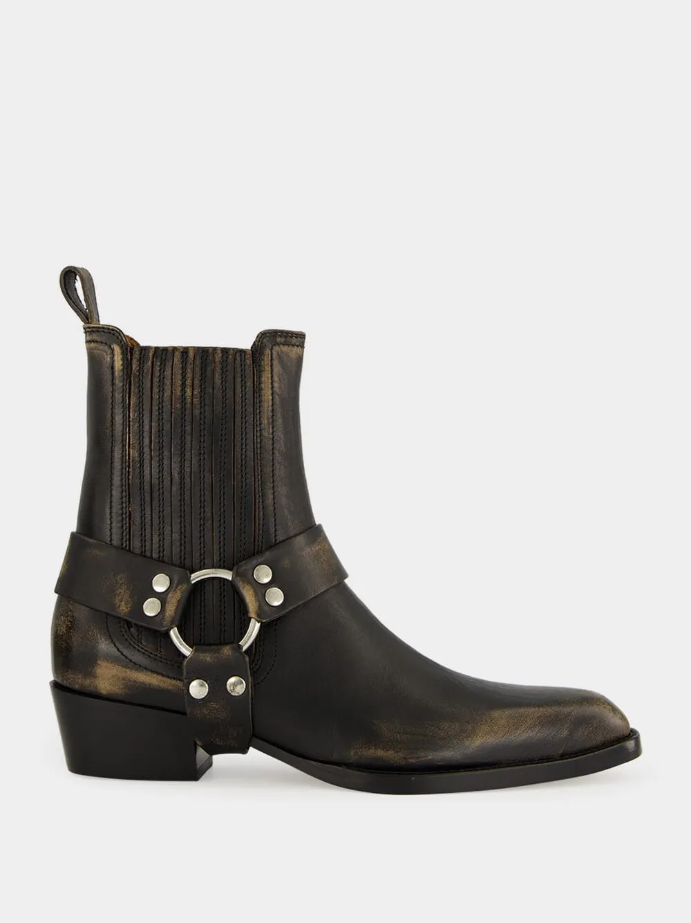 Black Brushed Leather Helena Ankle Boots sold by Fashion Clinic