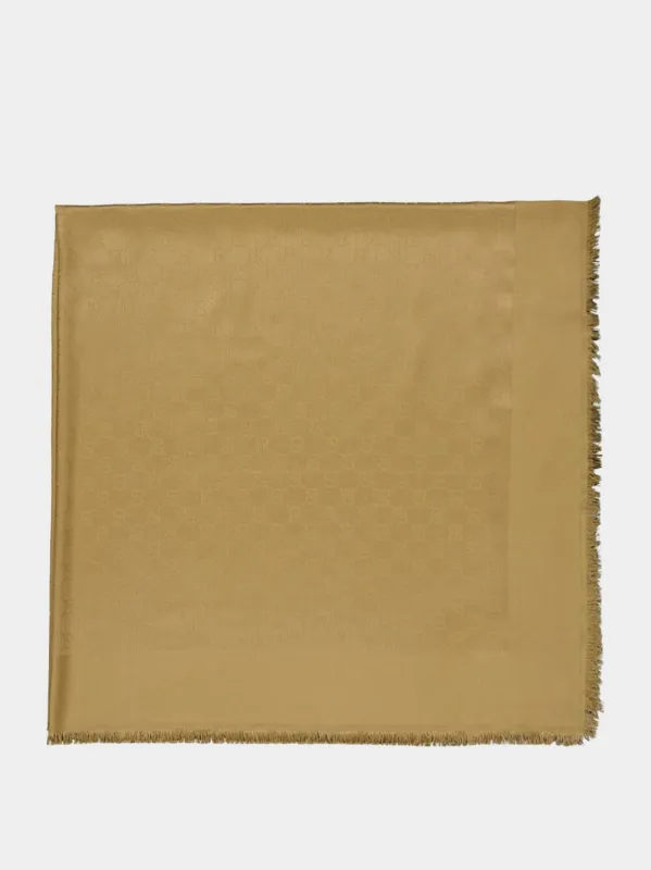 Beige GG Jacquard Cotton-Silk Shawl sold by Fashion Clinic