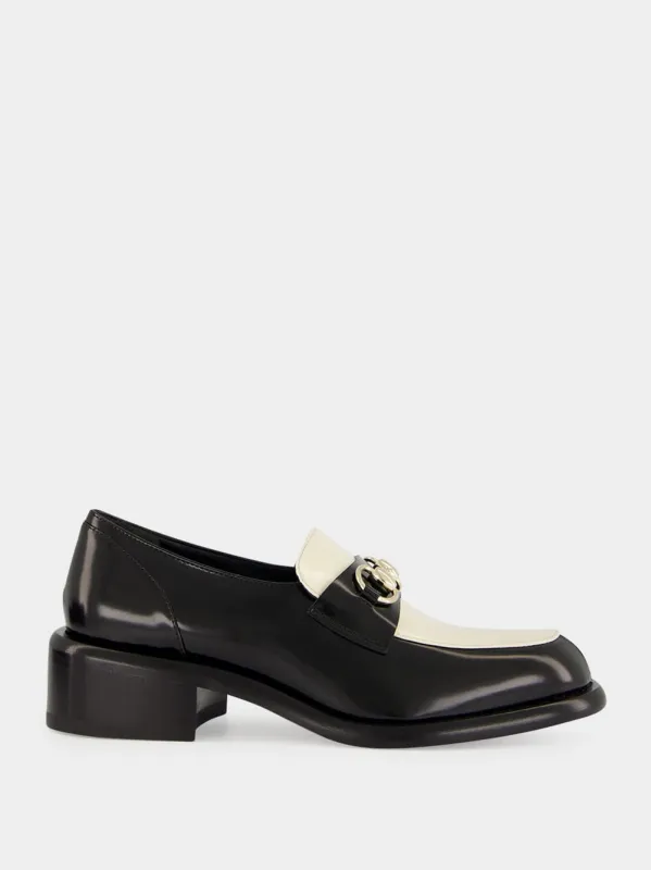 Black and White Patent Leather Loafers sold by Fashion Clinic