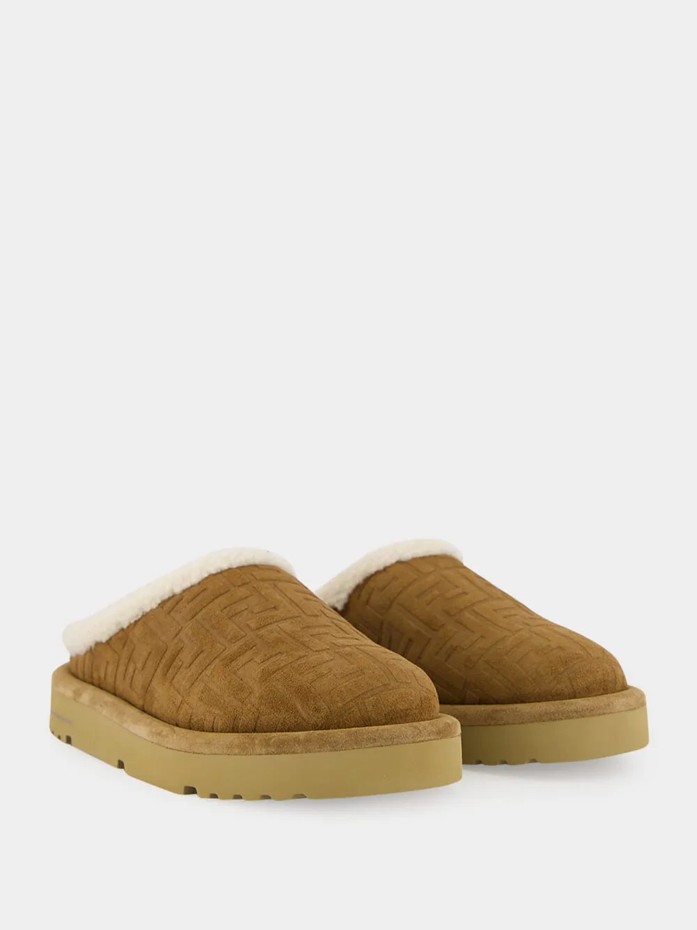 Brown Suede Shearling Sabot Slippers sold by Fashion Clinic product image thumbnail 3