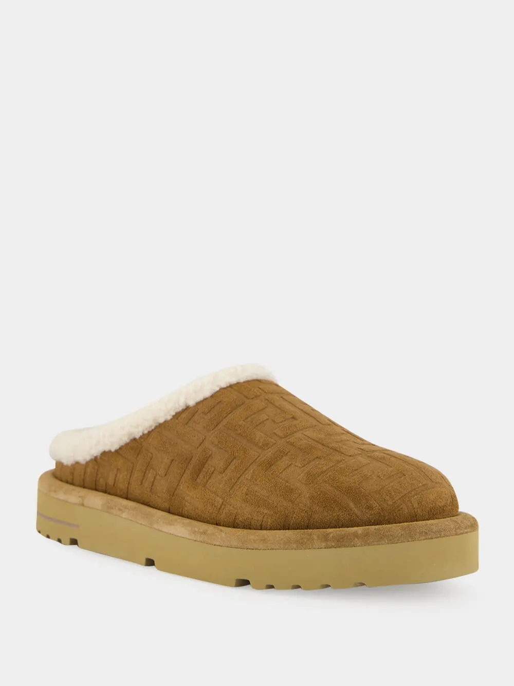 Brown Suede Shearling Sabot Slippers sold by Fashion Clinic product image thumbnail 2