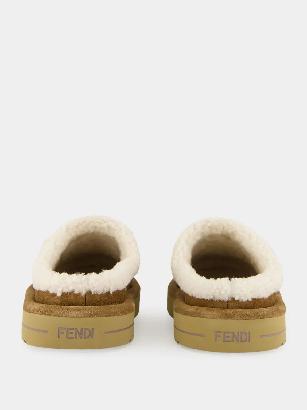 Brown Suede Shearling Sabot Slippers sold by Fashion Clinic product image thumbnail 5