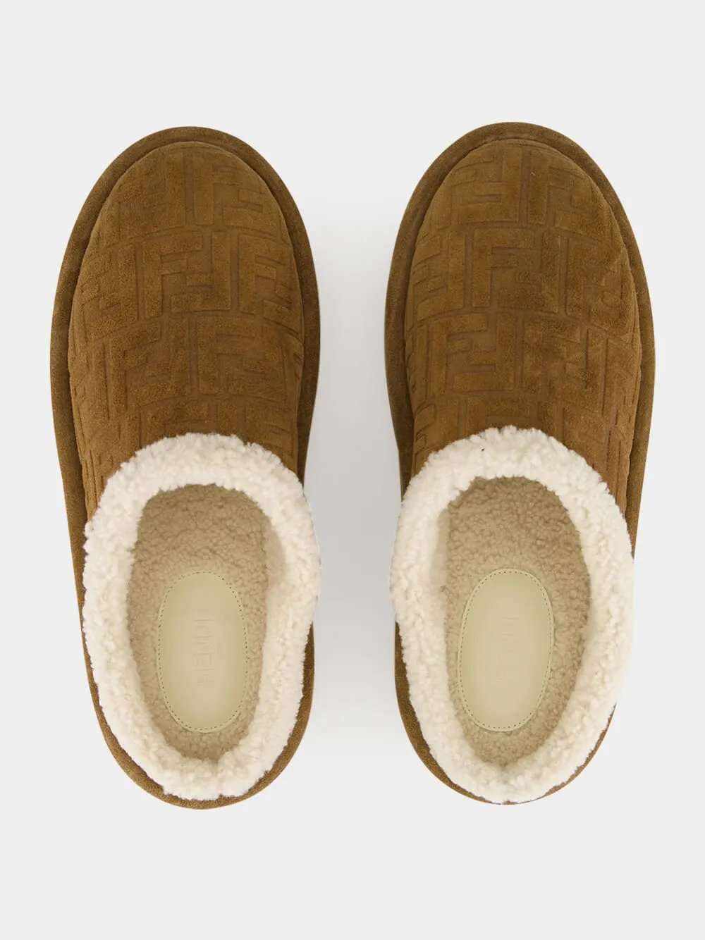 Brown Suede Shearling Sabot Slippers sold by Fashion Clinic product image thumbnail 4