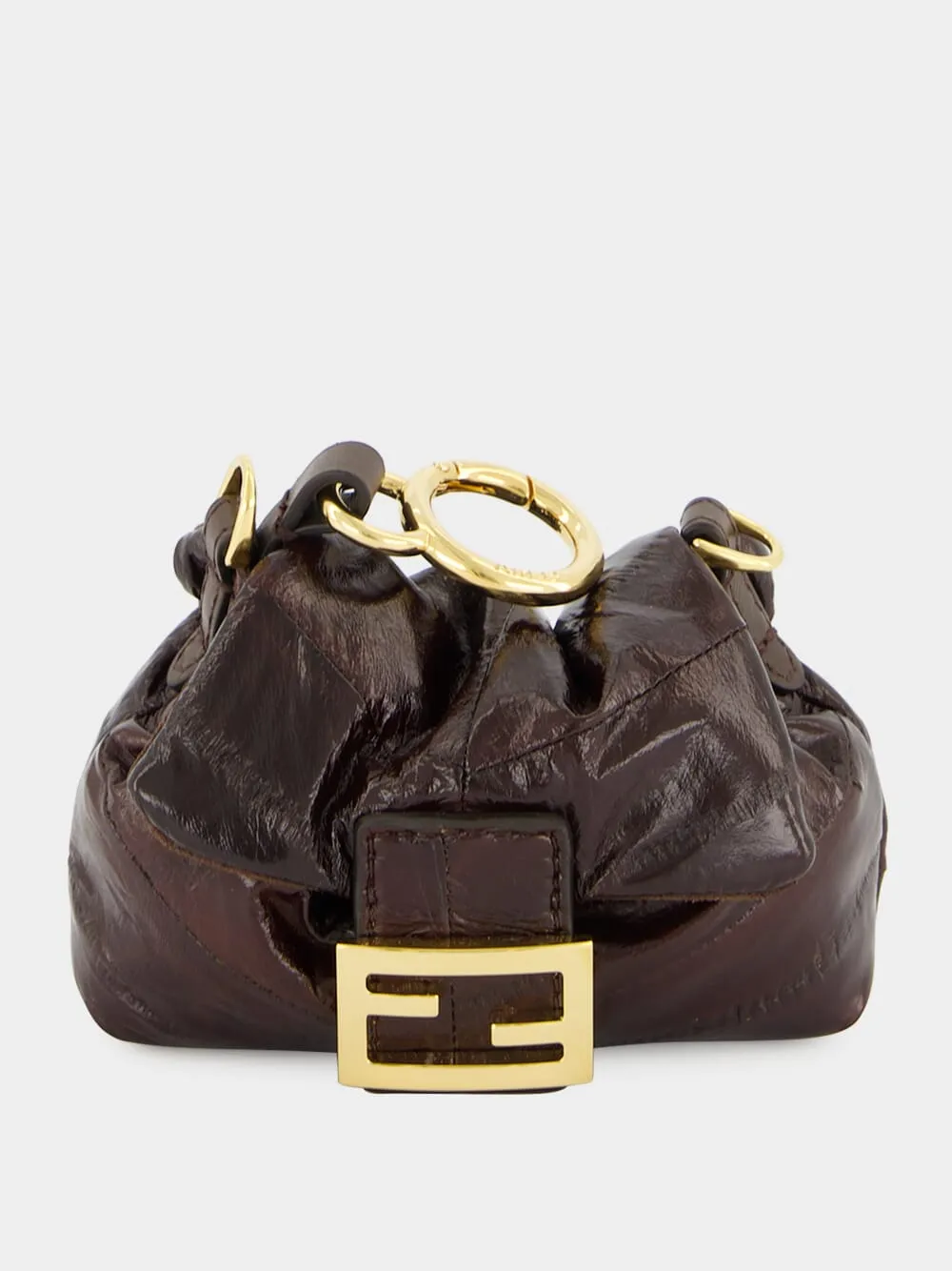 Brown Nano Mamma Baguette in Hagfish Leather sold by Fashion Clinic