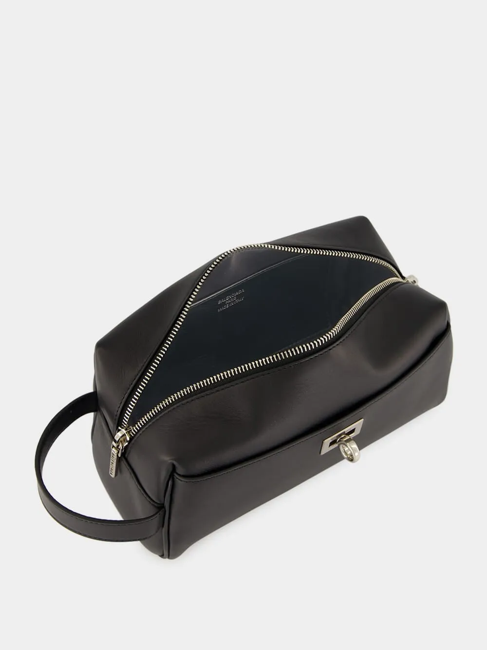 Black Leather Rodeo Toiletry Pouch sold by Fashion Clinic product image thumbnail 5