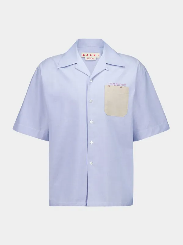 Sapphire Blue Short-Sleeve Cotton Shirt sold by Fashion Clinic