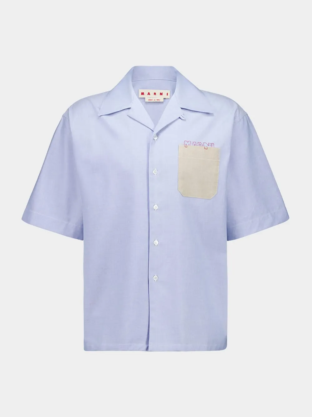 Sapphire Blue Short-Sleeve Cotton Shirt sold by Fashion Clinic