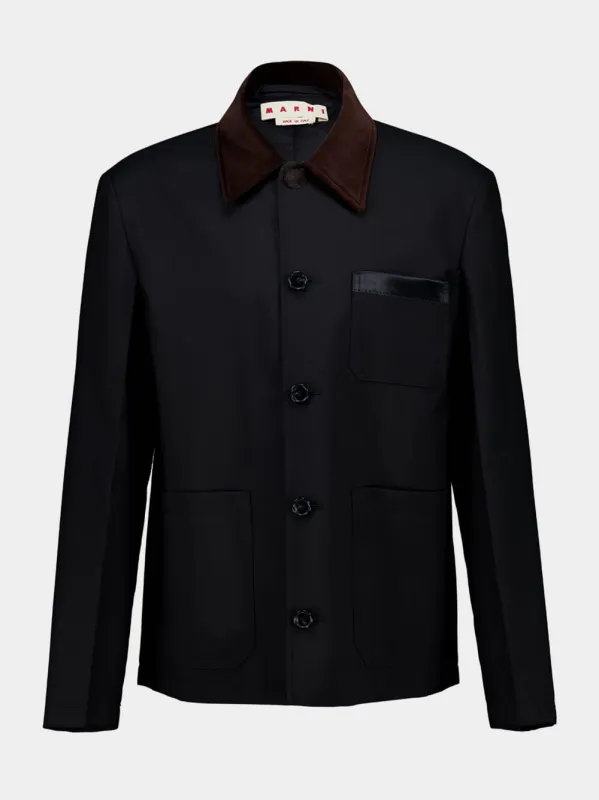 Black Virgin Wool Tropical Jacket sold by Fashion Clinic