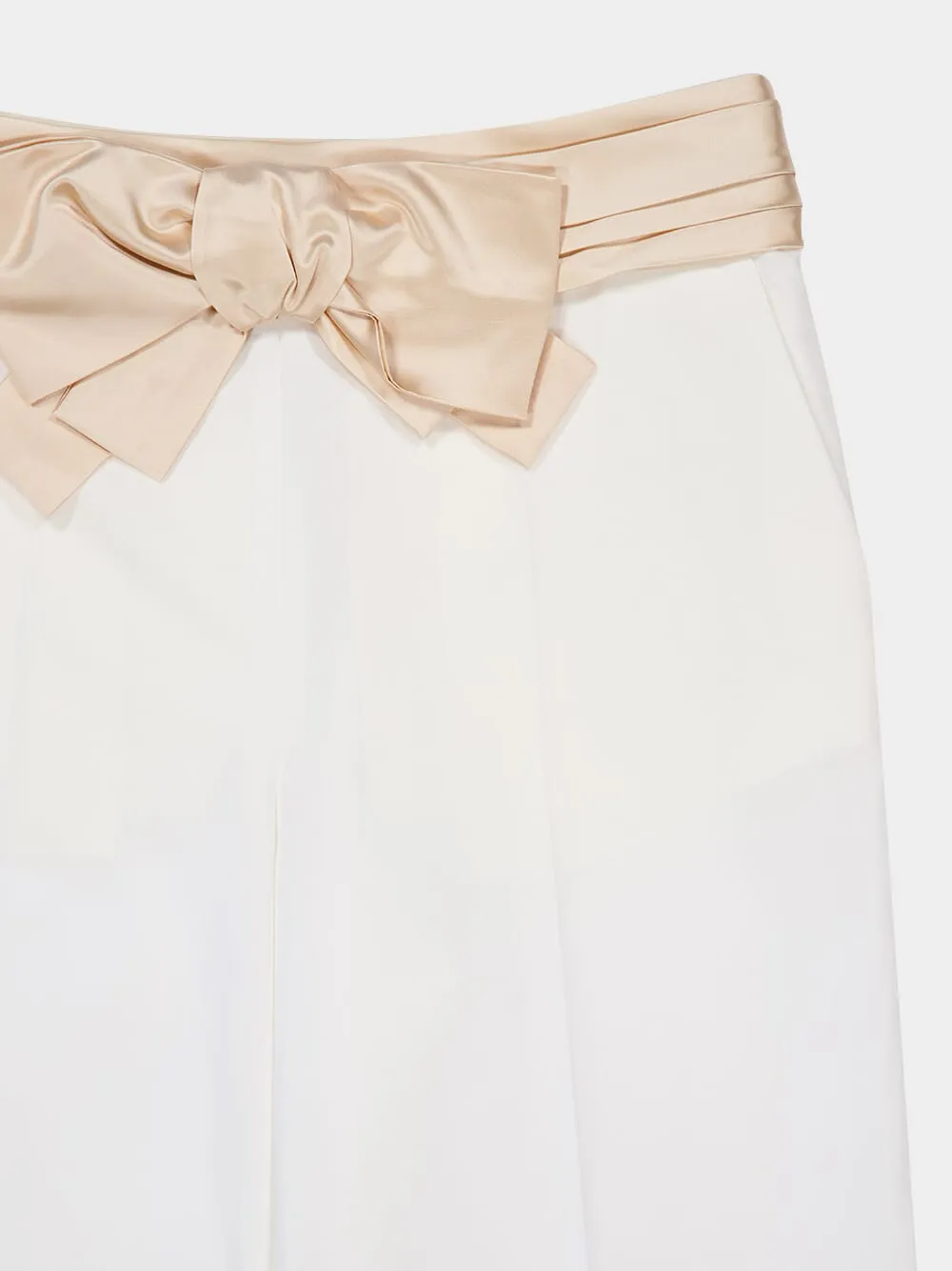 Ivory Straight-Leg Trousers with Bow sold by Fashion Clinic product image thumbnail 3