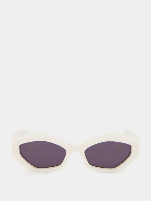 Hilo White Cat-Eye Sunglasses sold by Fashion Clinic