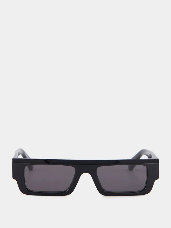 Pittsburgh Black Rectangular Sunglasses made by Fashion Clinic