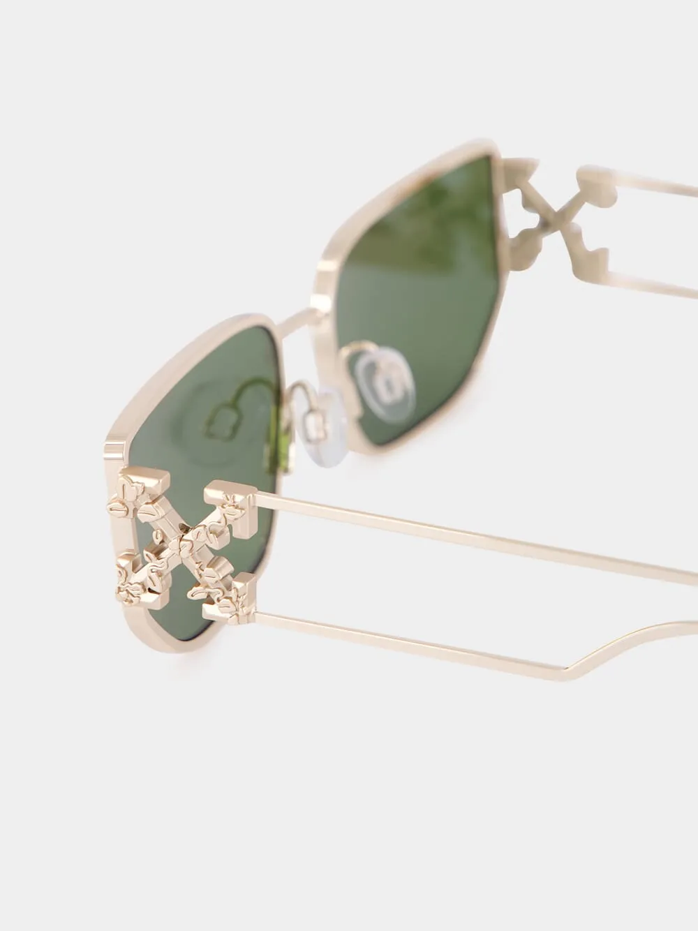 Allen Gold Metal Sunglasses with Green Lenses sold by Fashion Clinic product image thumbnail 4