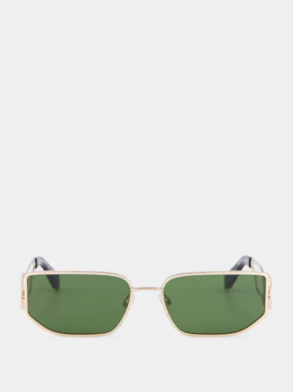 Allen Gold Metal Sunglasses with Green Lenses made by Off-White