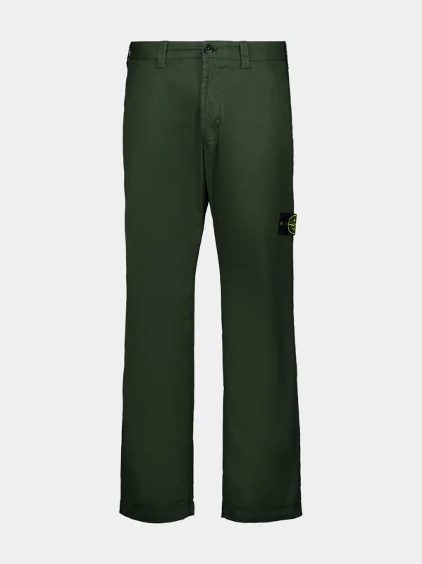 Juniper Green Stretch Cotton Chinos made by Stone Island