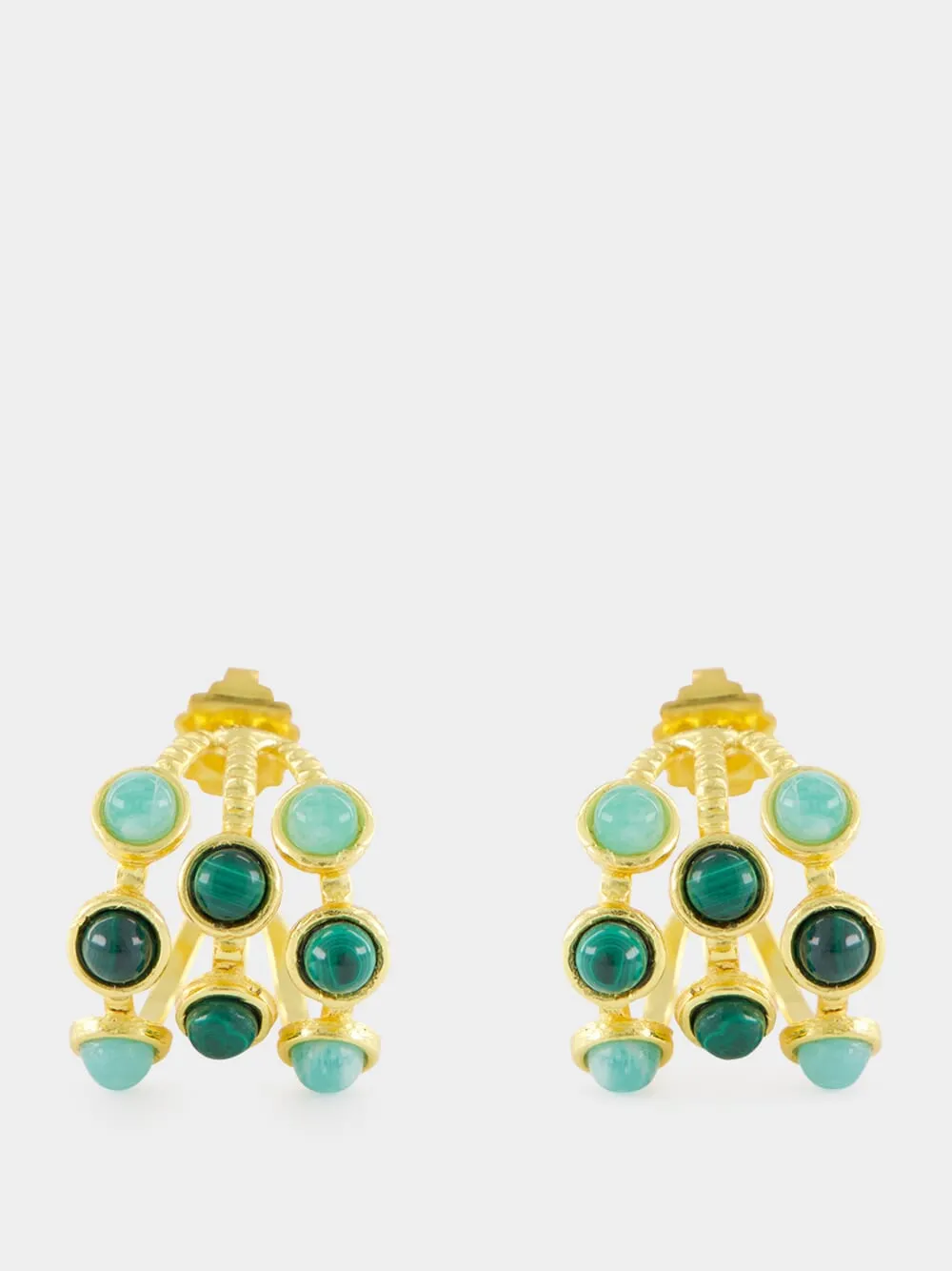 Thalita Gold Hoop Earrings with Green Stones sold by Fashion Clinic