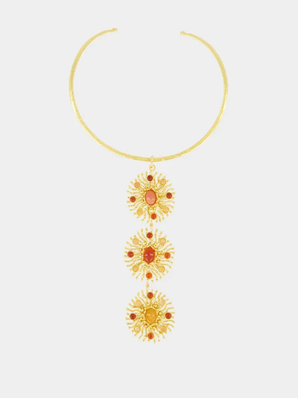 Sunshine Gold Necklace with Cornaline made by Fashion Clinic