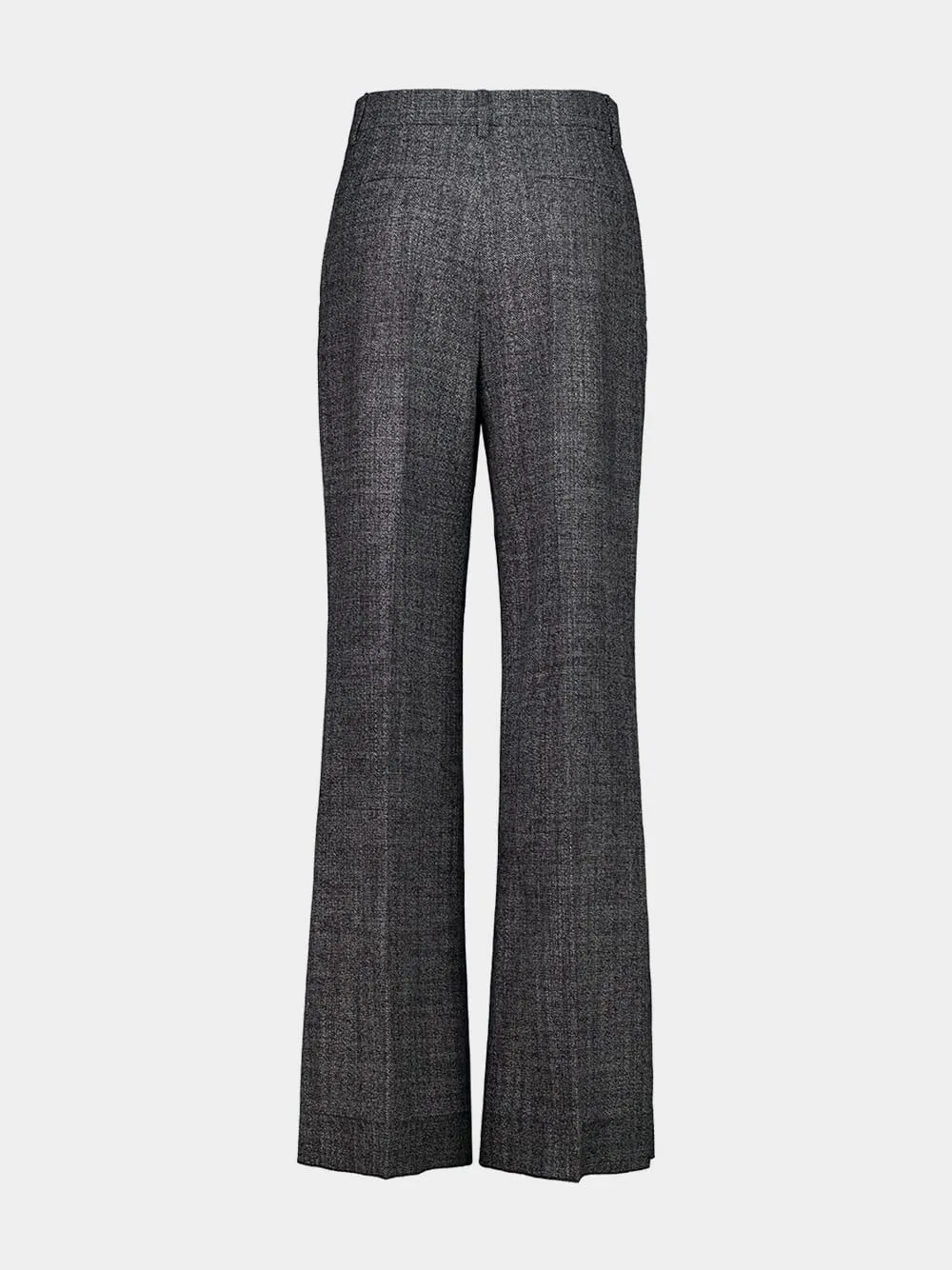 Grey Wool Mouliné Palazzo Trousers sold by Fashion Clinic product image thumbnail 2