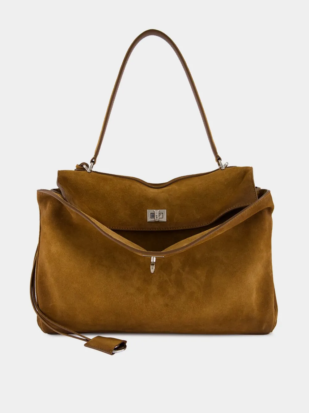 Camel Rodeo Suede Medium Handbag sold by Fashion Clinic