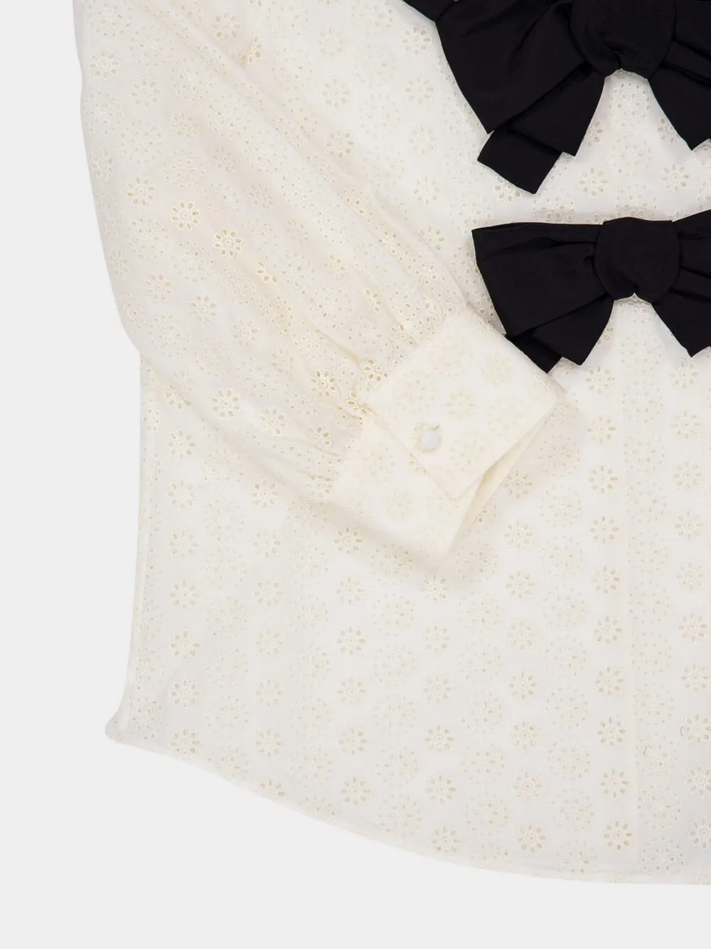 Ivory Cotton Blouse with Black Bows sold by Fashion Clinic product image thumbnail 4