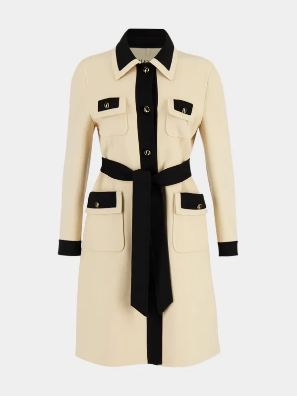 Beige Virgin Wool Midi Dress with Belt sold by Fashion Clinic