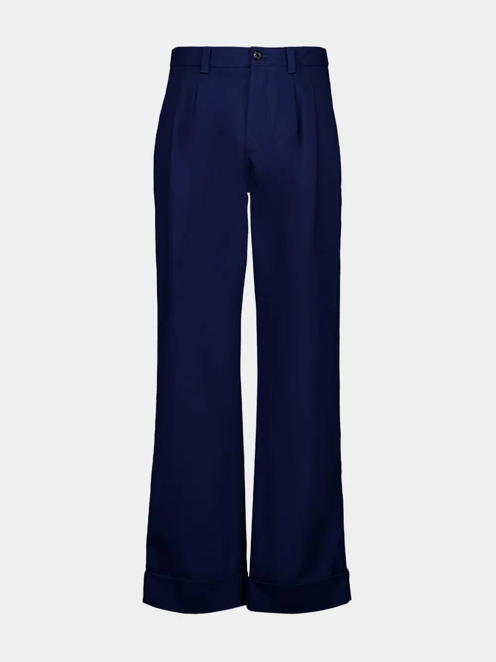 Blue VLogo Straight Fit Cotton Pants sold by Fashion Clinic