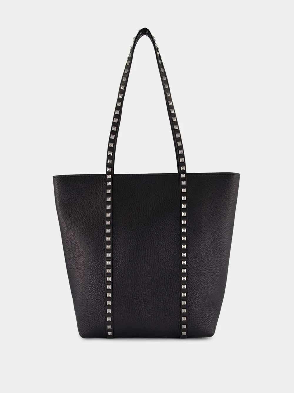 Black Rockstud Leather Tote Bag sold by Fashion Clinic