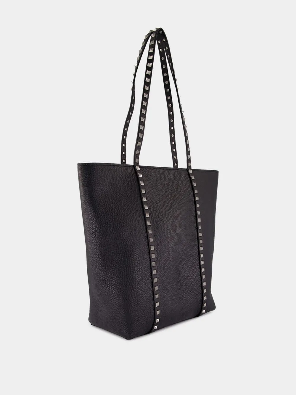 Black Rockstud Leather Tote Bag sold by Fashion Clinic product image thumbnail 2