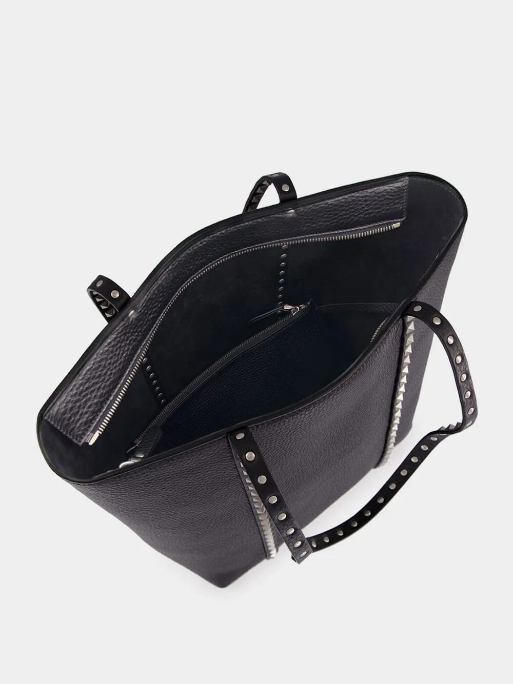 Black Rockstud Leather Tote Bag sold by Fashion Clinic product image thumbnail 5