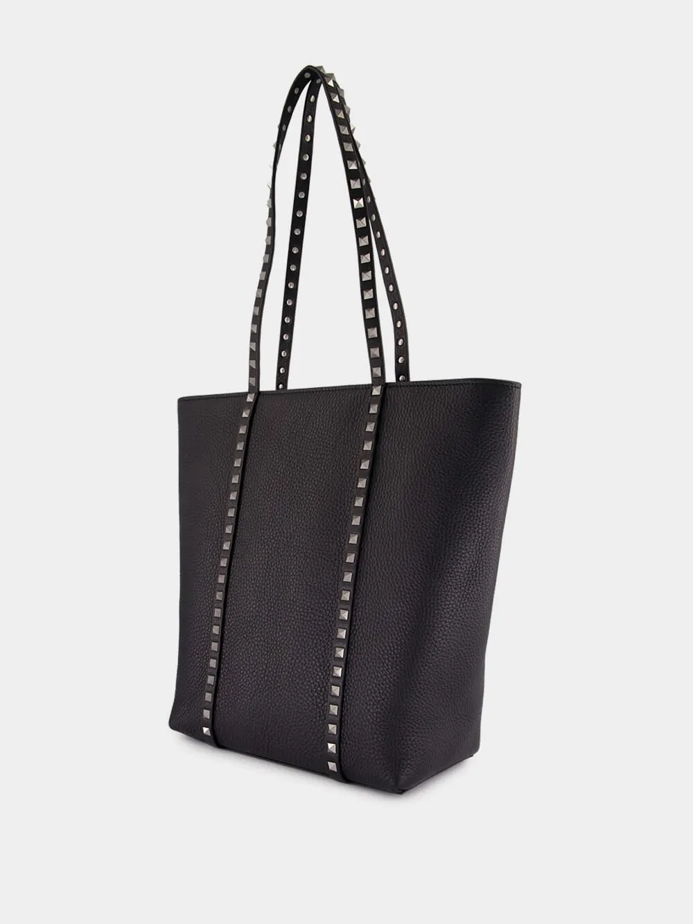 Black Rockstud Leather Tote Bag sold by Fashion Clinic product image thumbnail 4