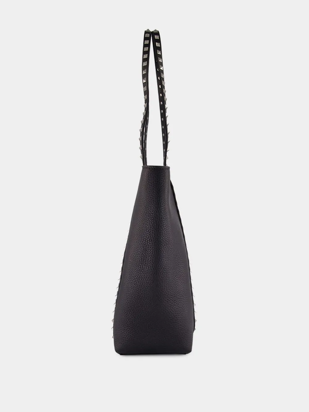 Black Rockstud Leather Tote Bag sold by Fashion Clinic product image thumbnail 3