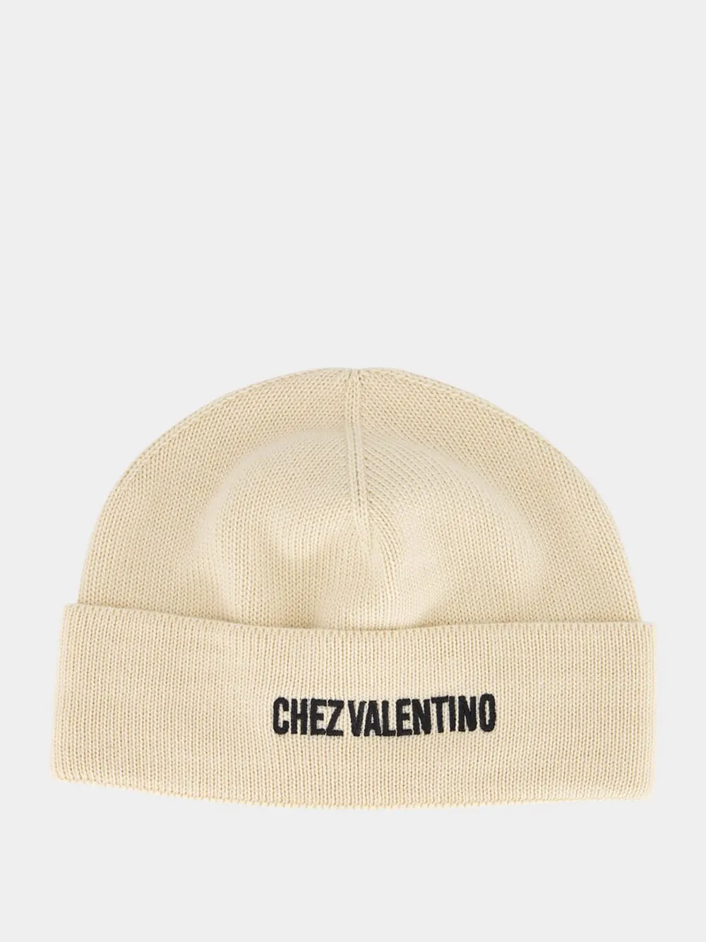 Cream Embroidered Wool Beanie sold by Fashion Clinic