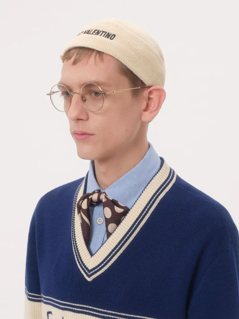 Cream Embroidered Wool Beanie sold by Fashion Clinic product image thumbnail 2