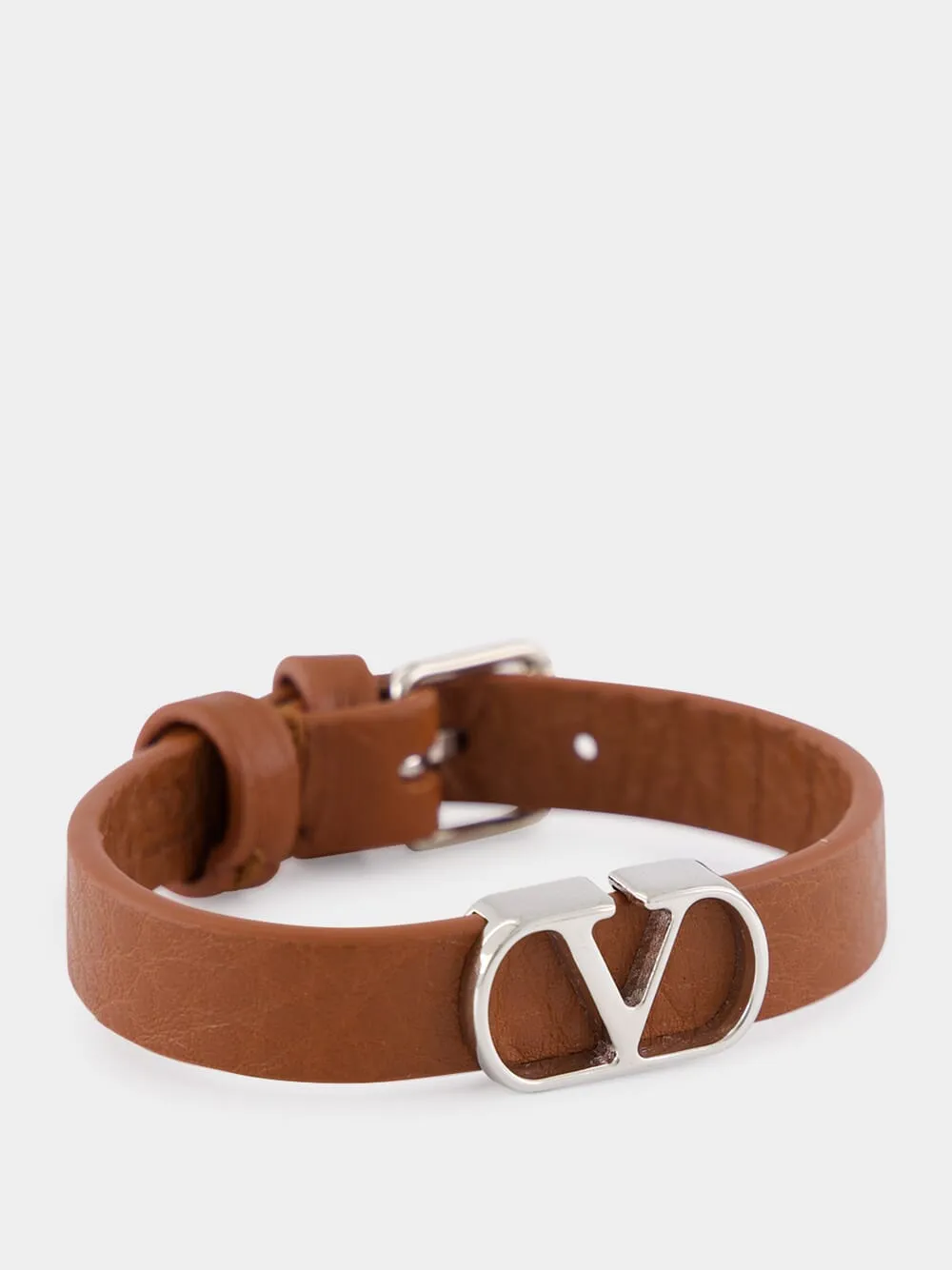 Deep Caramel Leather VLogo Bracelet sold by Fashion Clinic product image thumbnail 3