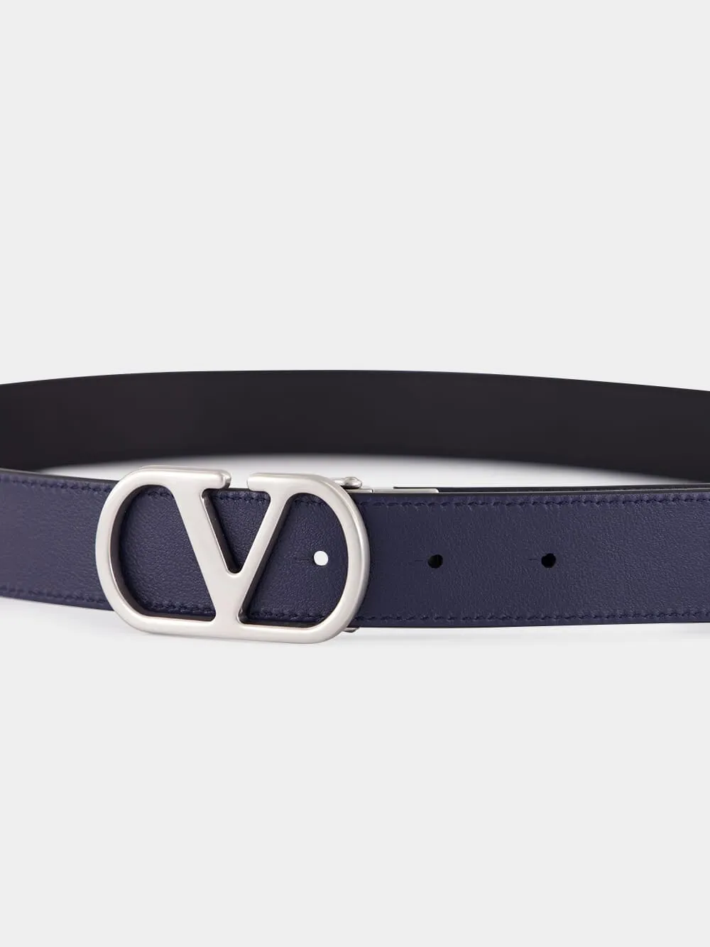 Black and Marine Blue Reversible VLogo Belt sold by Fashion Clinic product image thumbnail 4