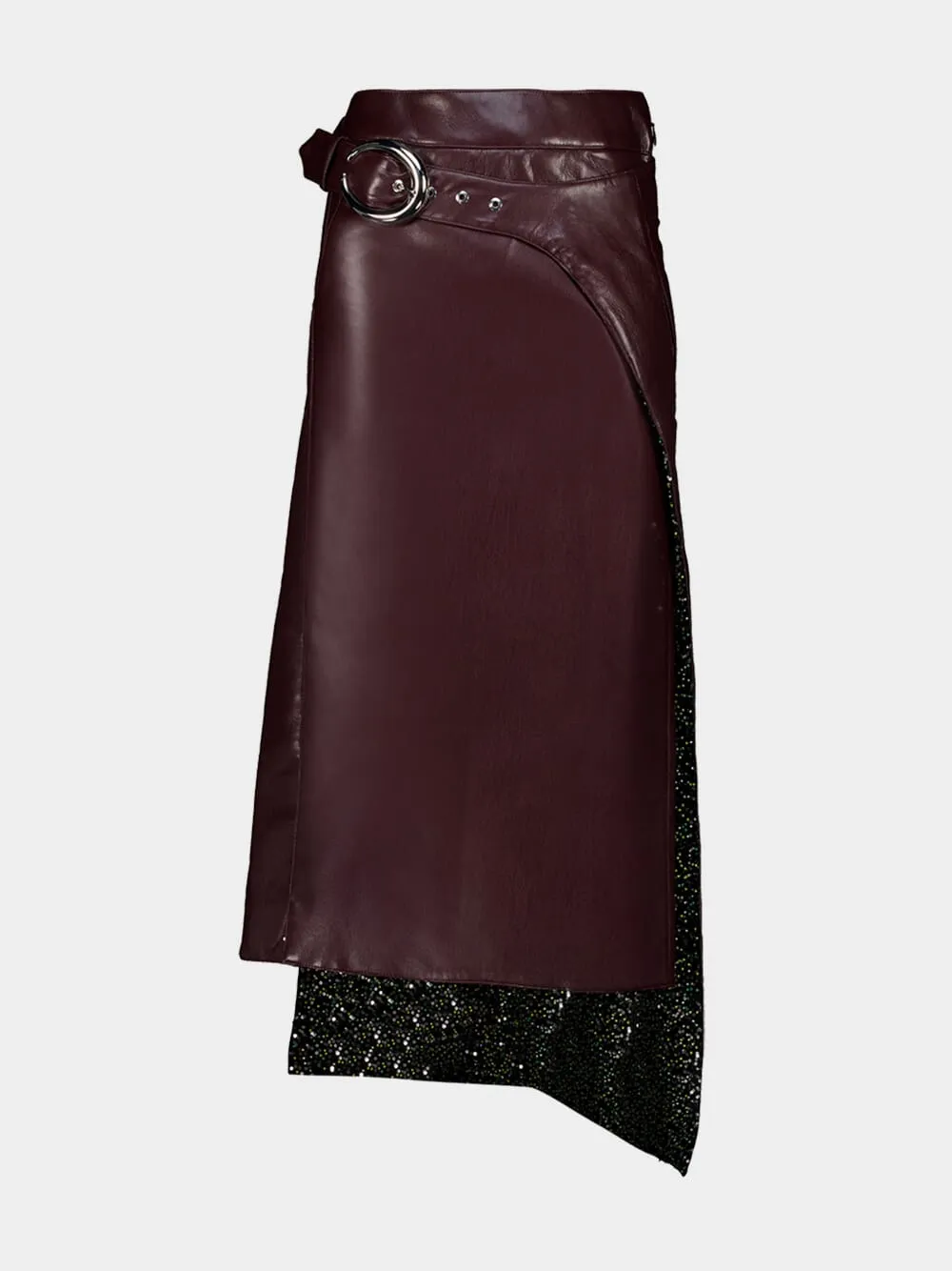 Plum Vegan Leather Double Layer Midi Skirt sold by Fashion Clinic product image thumbnail 2