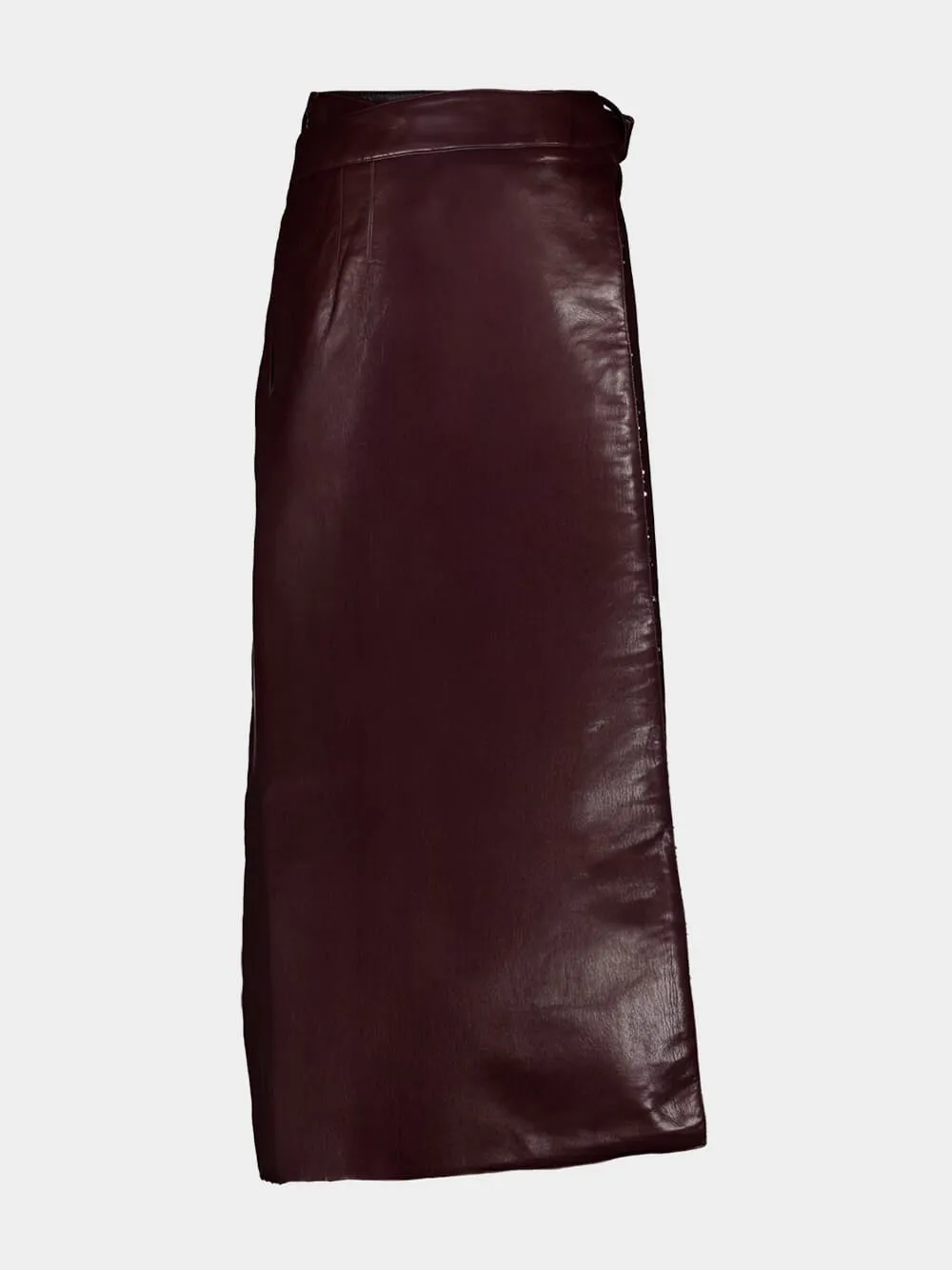 Plum Vegan Leather Double Layer Midi Skirt sold by Fashion Clinic product image thumbnail 4